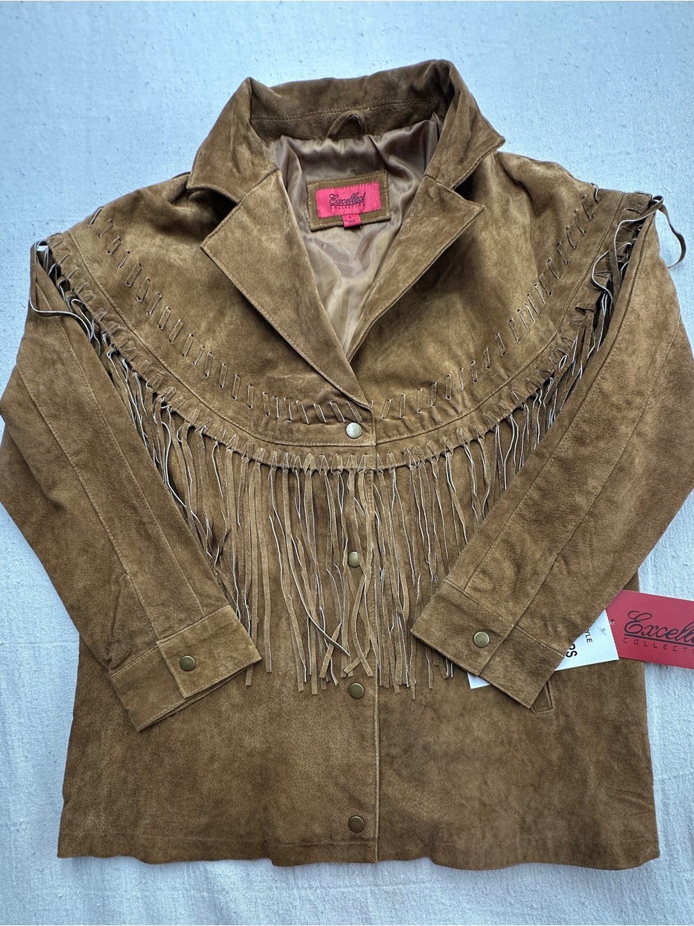 Excelled Collection NWT Suede Leather Fringe Western Jacket Large BOHO Ranch (e) - Picture 7 of 15